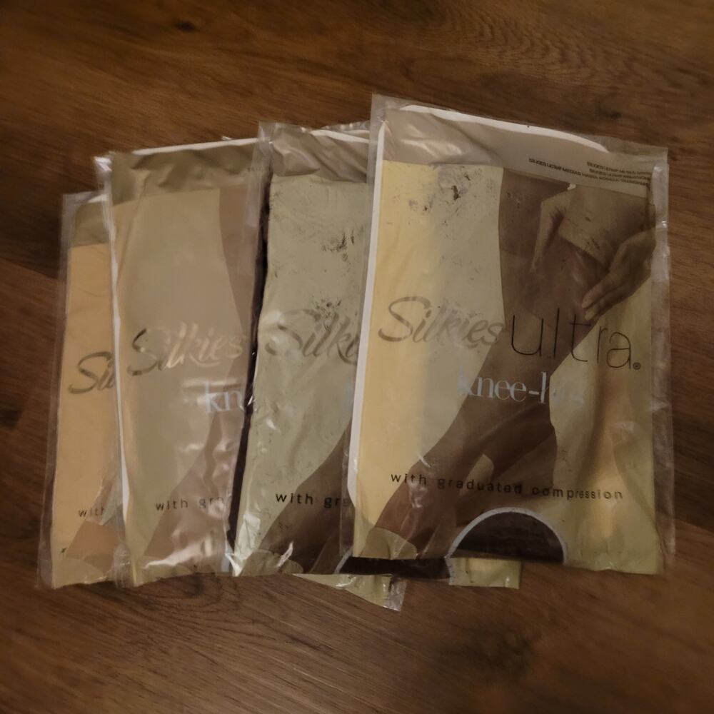 silkies ultra knee hi's graduated compressio0n reg nude new